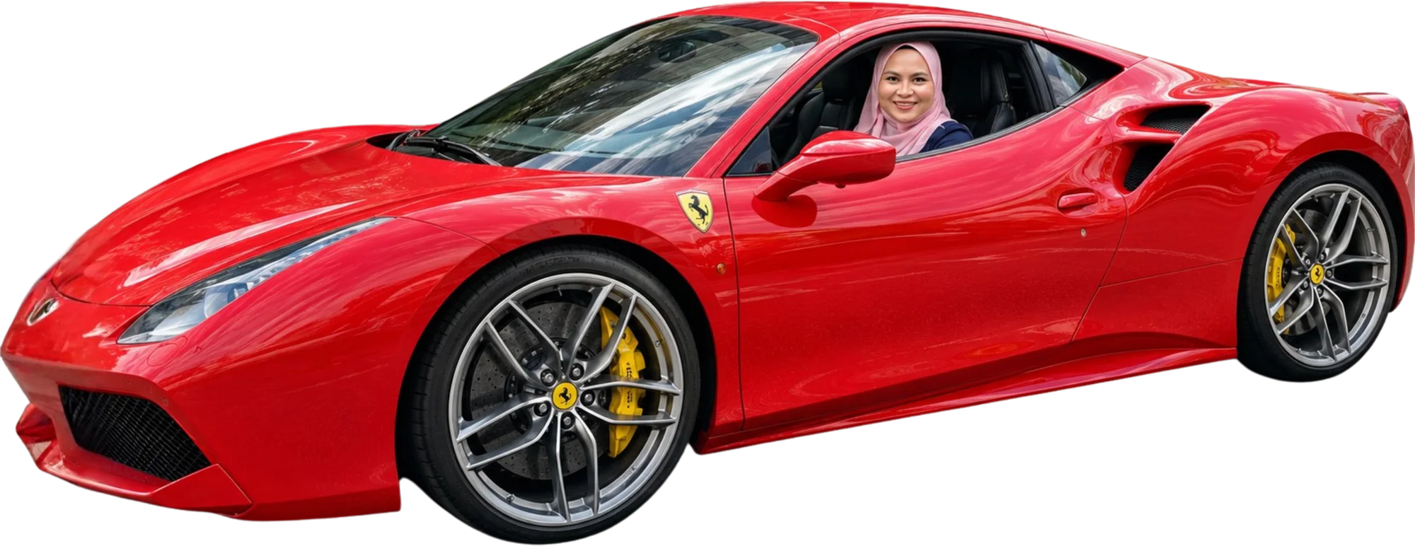Saliza Binti Mohd Yunus in a car covered by motor takaful